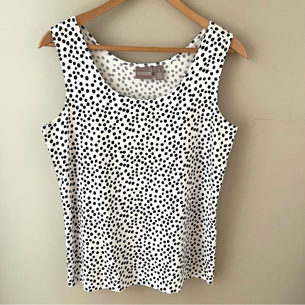 Chico’s Polka Dot Tank Black and White M